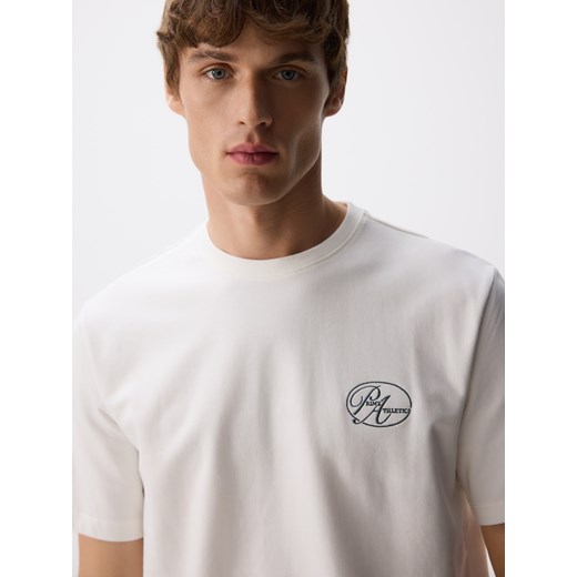 Reserved - T-shirt regular z haftem - złamana biel ze sklepu Reserved w kategorii T-shirty męskie - zdjęcie 184598120
