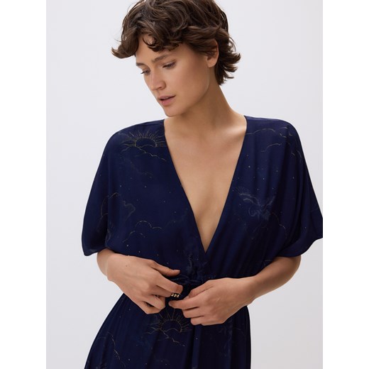 Reserved - Wiskozowa sukienka ze wzorem - wielobarwny Reserved M Reserved