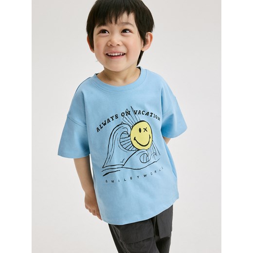 Reserved - T-shirt oversize SmileyWorld® - niebieski ze sklepu Reserved w kategorii T-shirty chłopięce - zdjęcie 184598364