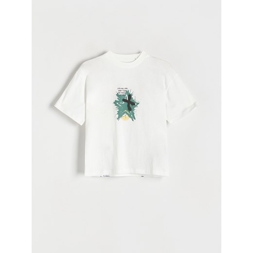 Reserved - T-shirt oversize - złamana biel ze sklepu Reserved w kategorii T-shirty chłopięce - zdjęcie 184599053