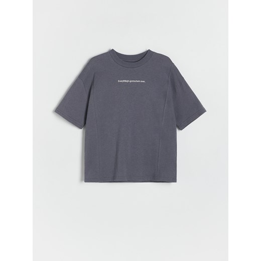 Reserved - Bawełniany t-shirt oversize - ciemnoszary ze sklepu Reserved w kategorii T-shirty chłopięce - zdjęcie 184599143