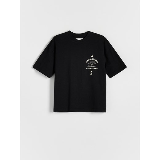 Reserved - T-shirt z lnem - czarny ze sklepu Reserved w kategorii T-shirty chłopięce - zdjęcie 184599352