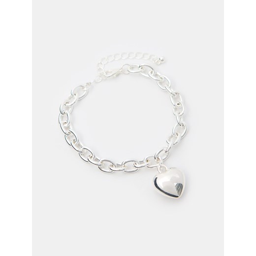 Sinsay - Łańcuszkowa bransoletka z zawieszką w kształcie serca - srebrny Sinsay One Size Sinsay