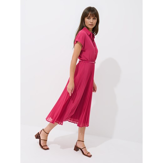 Mohito - Koszulowa różowa sukienka midi - różowy Mohito 42 Mohito