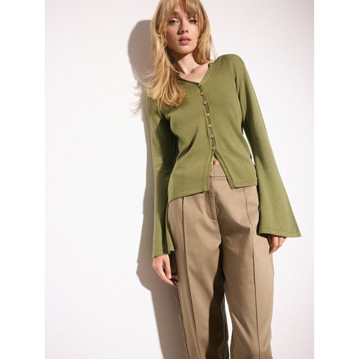 Mohito - Kardigan z bawełny bambusowej - oliwkowy Mohito S Mohito