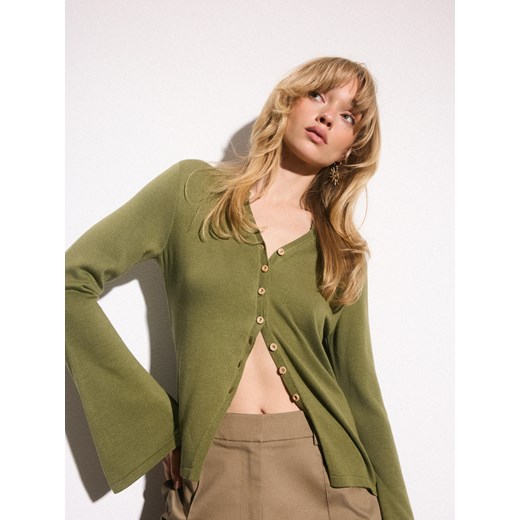 Mohito - Kardigan z bawełny bambusowej - oliwkowy Mohito M Mohito