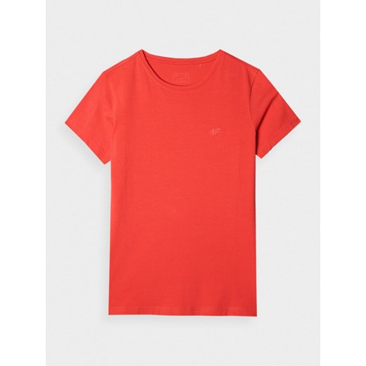 Damski t-shirt basic 4F 4FWMM00TTSHF2255 - czerwony ze sklepu Sportstylestory.com w kategorii Bluzki damskie - zdjęcie 184601193