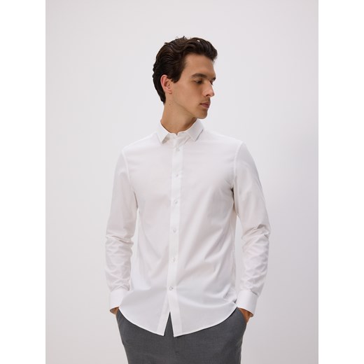 Reserved - Bawełniana koszula slim fit - biały ze sklepu Reserved w kategorii Koszule męskie - zdjęcie 184602453