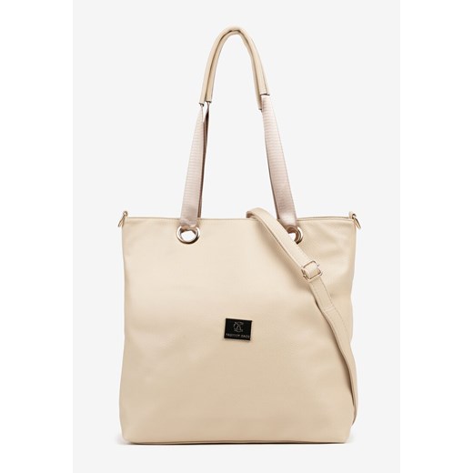 Ciemnobeżowa Torebka Typu Shopperka Ozdobiona Metalicznymi Aplikacjami Gonevia ze sklepu renee.pl w kategorii Torby Shopper bag - zdjęcie 184603361