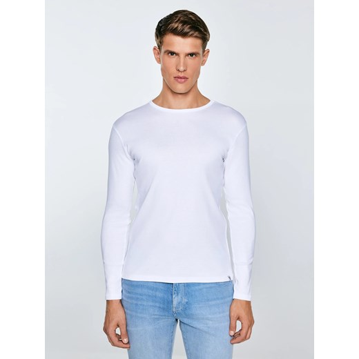 Koszulka męska z długim rękawem biała Classical 101 ze sklepu Big Star w kategorii T-shirty męskie - zdjęcie 184606091