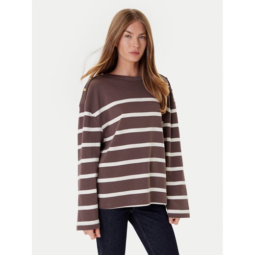 Tommy Hilfiger Bluzka Gold Button WW0WW45760 Brązowy Relaxed Fit ze sklepu MODIVO w kategorii Bluzki damskie - zdjęcie 184608392