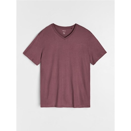 Sinsay - Koszulka basic z dekoltem w serek - fioletowy ze sklepu Sinsay w kategorii T-shirty męskie - zdjęcie 184610382