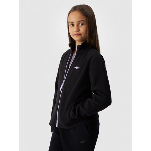Dziewczęcy polar rozpinany bez kaptura 4F 4FJWMM00TFLEF261 - czarny ze sklepu Sportstylestory.com w kategorii Bluzy dziewczęce - zdjęcie 184610552
