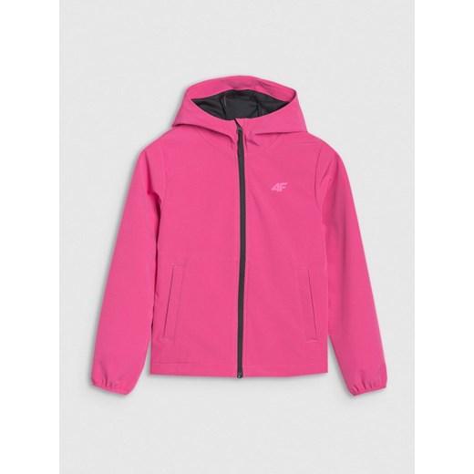 Dziewczęcy softshell 4F 4FJWSS25TSOFF305 - różowy ze sklepu Sportstylestory.com w kategorii Kurtki dziewczęce - zdjęcie 184610924