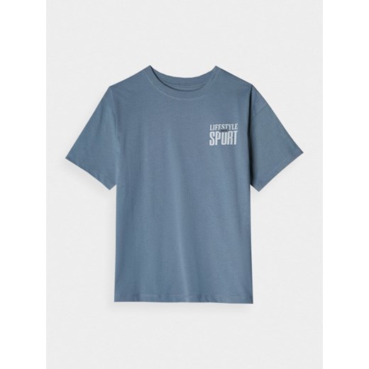 Chłopięcy t-shirt z nadrukiem 4F 4FJRSS25TTSHM2567 - granatowy ze sklepu Sportstylestory.com w kategorii T-shirty chłopięce - zdjęcie 184610931