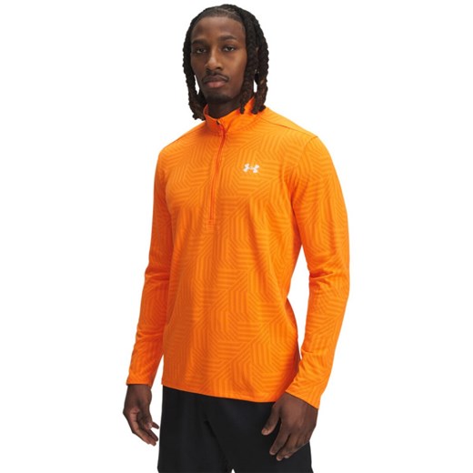 Męski longsleeve treningowy Under Armour UA Tech Vent GTessa 1/2 Zip - pomarańczowy ze sklepu Sportstylestory.com w kategorii T-shirty męskie - zdjęcie 184611081