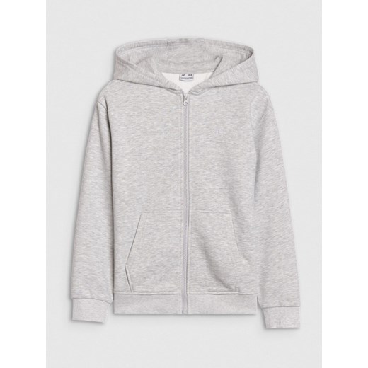 Dziewczęca bluza dresowa rozpinana z kapturem 4F 4FJWMM00TSWSF1861 - szara ze sklepu Sportstylestory.com w kategorii Bluzy dziewczęce - zdjęcie 184611123