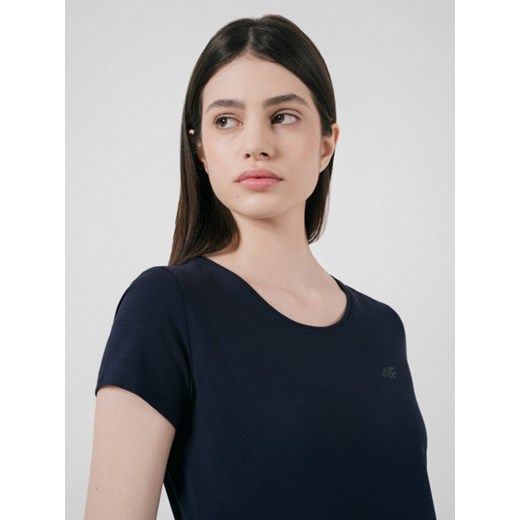 Damski t-shirt basic 4F NOSD4-TSD300 - granatowy ze sklepu Sportstylestory.com w kategorii Bluzki damskie - zdjęcie 184611170