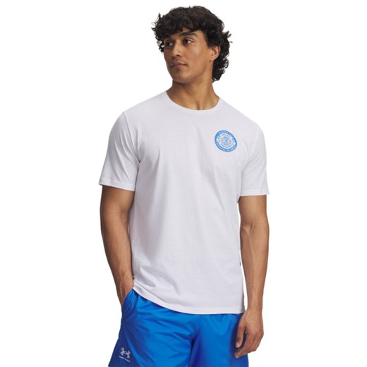 Męski t-shirt z nadrukiem Under Armour UA Armour Club - biały ze sklepu Sportstylestory.com w kategorii T-shirty męskie - zdjęcie 184611184