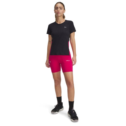 Damskie kolarki do biegania Under Armour UA Trail Run Fitted Short - różowe ze sklepu Sportstylestory.com w kategorii Szorty - zdjęcie 184611191