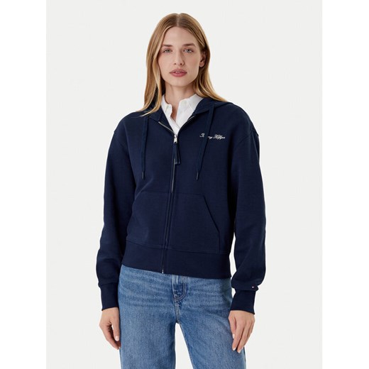 Tommy Hilfiger Bluza Script WW0WW45742 Granatowy Regular Fit ze sklepu MODIVO w kategorii Bluzy damskie - zdjęcie 184613234