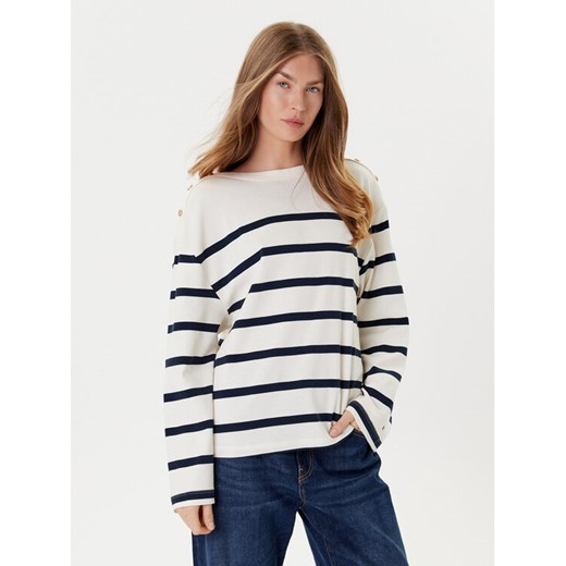 Tommy Hilfiger Bluzka Gold Button WW0WW45760 Écru Relaxed Fit ze sklepu MODIVO w kategorii Bluzki damskie - zdjęcie 184613264