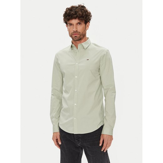 Tommy Jeans Koszula Original DM0DM04405 Zielony Slim Fit ze sklepu MODIVO w kategorii Koszule męskie - zdjęcie 184613294