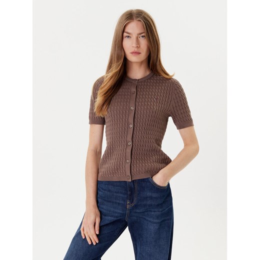 Tommy Hilfiger Kardigan WW0WW45707 Brązowy Slim Fit ze sklepu MODIVO w kategorii Swetry damskie - zdjęcie 184613354