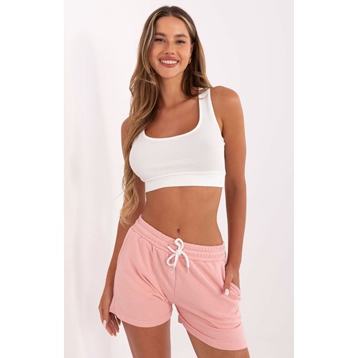 Ecru prążkowany crop top damski HG-TP-5445.47, Kolor ecru, Rozmiar S, Rue Paris M wyprzedaż Primodo