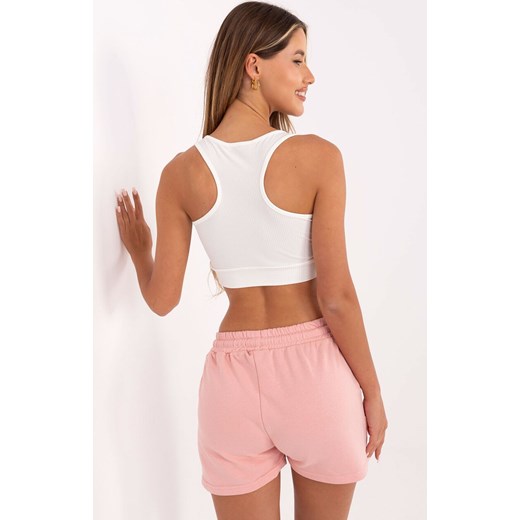 Ecru prążkowany crop top damski HG-TP-5445.47, Kolor ecru, Rozmiar S, Rue Paris S Primodo okazja