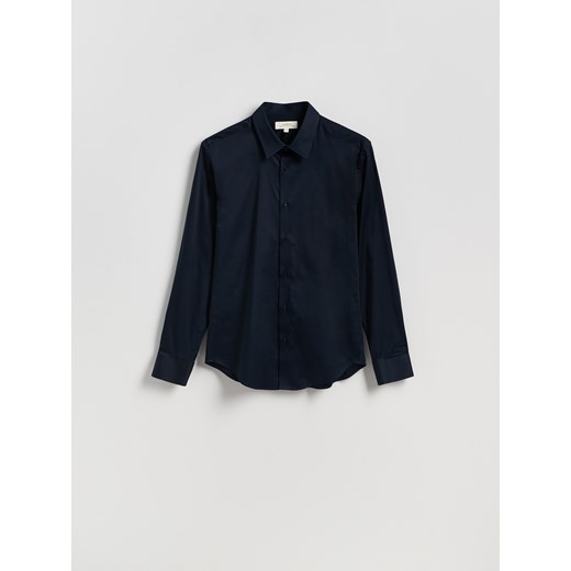 Reserved - Bawełniana koszula slim fit - granatowy ze sklepu Reserved w kategorii Koszule męskie - zdjęcie 184615474