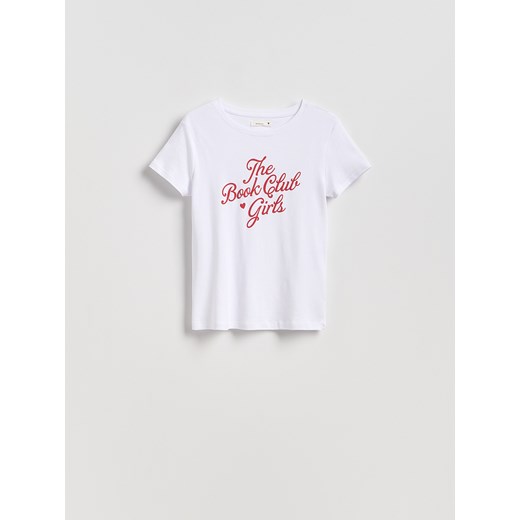 Reserved - T-shirt z nadrukiem - biały ze sklepu Reserved w kategorii Bluzki damskie - zdjęcie 184615482