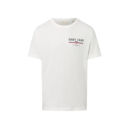 Gant Koszulka męska Mężczyźni Bawełna écru jednolity ze sklepu vangraaf w kategorii T-shirty męskie - zdjęcie 184615494