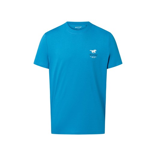 Mustang Koszulka męska Mężczyźni Bawełna niebieski jednolity ze sklepu vangraaf w kategorii T-shirty męskie - zdjęcie 184615504