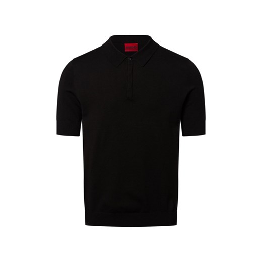 HUGO Męska koszulka polo z dzianiny - San Peter Mężczyźni czarny jednolity ze sklepu vangraaf w kategorii T-shirty męskie - zdjęcie 184615510