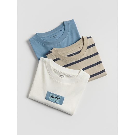 Reserved - Bawełniany t-shirt 3 pack - jasnoniebieski ze sklepu Reserved w kategorii T-shirty chłopięce - zdjęcie 184616072