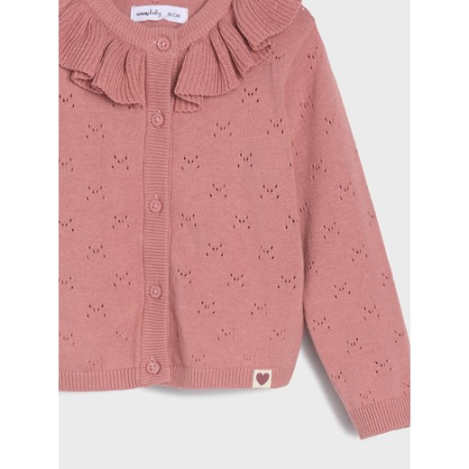 Sinsay - Sweter ażurowy z ozdobną falbaną - begonia Sinsay 92 (1 Sinsay