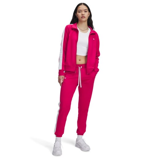 Damski komplet treningowy Under Armour Tricot Tracksuit - różowy ze sklepu Sportstylestory.com w kategorii Spodnie damskie - zdjęcie 184618434