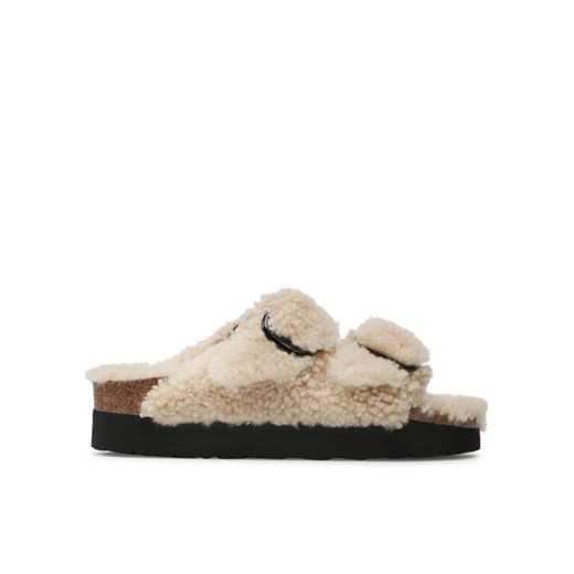 Klapki Birkenstock Arizona Big Buckle Shearling 1017642 Beżowy ze sklepu eobuwie.pl w kategorii Klapki damskie - zdjęcie 184620422