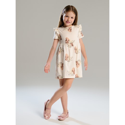 Sinsay - Mini sukienka we wzory - kremowy Sinsay 134 (8-9 l) Sinsay