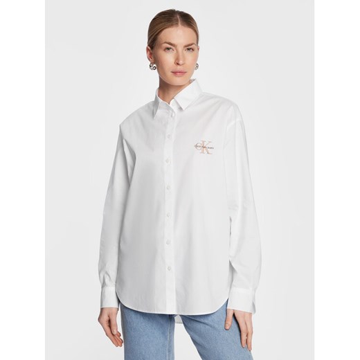 Calvin Klein Jeans Koszula J20J220515 Biały Regular Fit ze sklepu MODIVO w kategorii Koszule damskie - zdjęcie 184623320