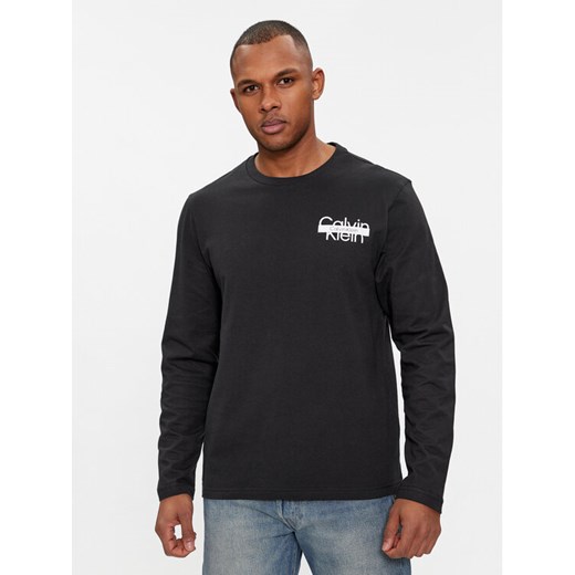 Calvin Klein Longsleeve Logo K10K112891 Czarny Regular Fit ze sklepu MODIVO w kategorii T-shirty męskie - zdjęcie 184623400