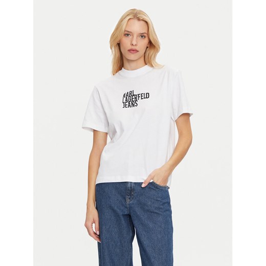 Karl Lagerfeld Jeans T-Shirt 246J1712 Biały Regular Fit ze sklepu MODIVO w kategorii Bluzki damskie - zdjęcie 184623492