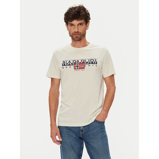 Napapijri T-Shirt S-Aylmer NP0A4HTO Beżowy Regular Fit ze sklepu MODIVO w kategorii T-shirty męskie - zdjęcie 184623684