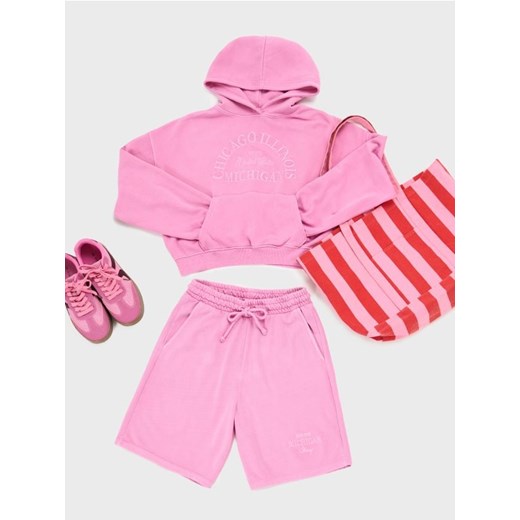Sinsay - Bluza hoodie z haftowanym napisem - różowy ze sklepu Sinsay w kategorii Bluzy damskie - zdjęcie 184626672