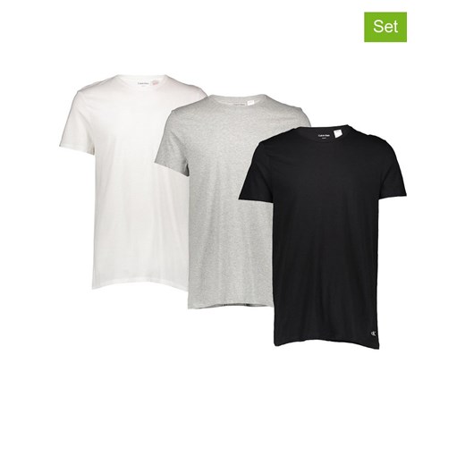CALVIN KLEIN UNDERWEAR Koszulki (3 szt.) w kolorze czarnym, szarym i białym ze sklepu Limango Polska w kategorii T-shirty męskie - zdjęcie 184627661