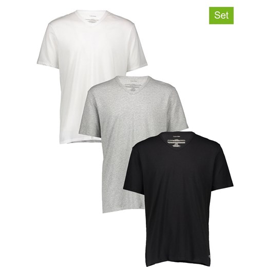 CALVIN KLEIN UNDERWEAR Koszulki (3 szt.) w kolorze czarnym, szarym i białym ze sklepu Limango Polska w kategorii T-shirty męskie - zdjęcie 184627671