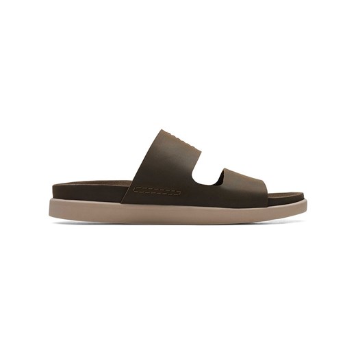 Clarks Skórzane klapki "Sunder Coast" w kolorze oliwkowym Clarks 44,5 wyprzedaż Limango Polska