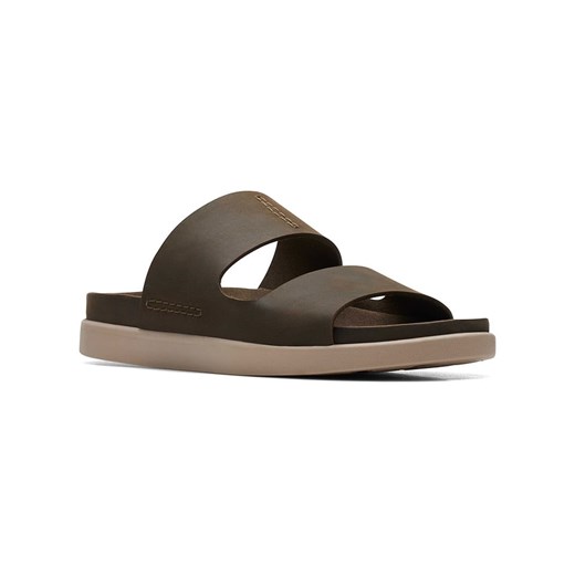 Clarks Skórzane klapki "Sunder Coast" w kolorze oliwkowym Clarks 42 wyprzedaż Limango Polska