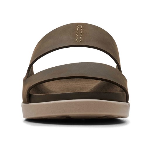 Clarks Skórzane klapki "Sunder Coast" w kolorze oliwkowym Clarks 44,5 okazyjna cena Limango Polska